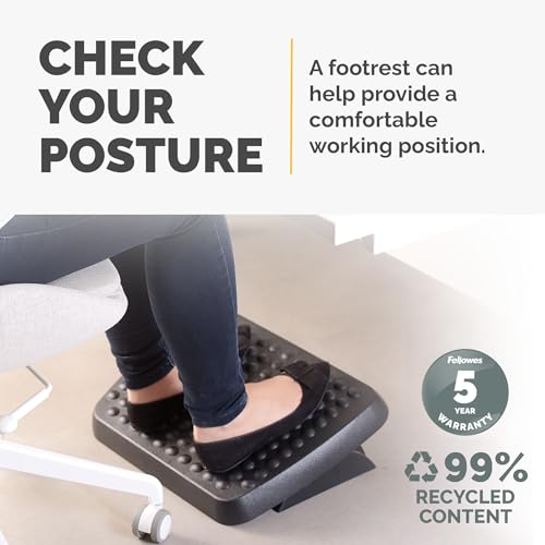 Fellowes 48121 Standard Foot Rest Graphite, 3.75 x 17.63 x 13.13 in – dual-height, tilting platform