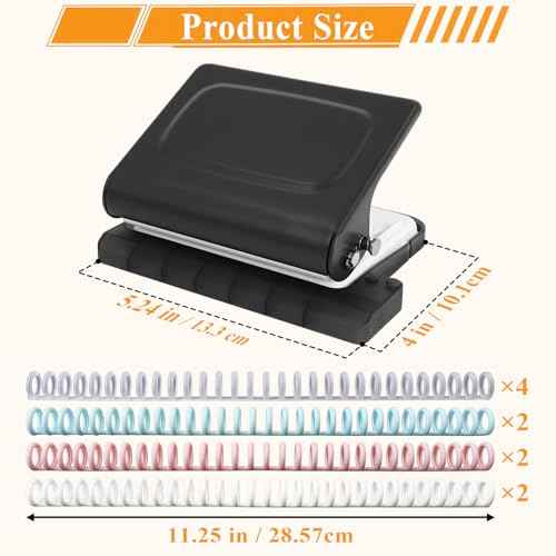 10 Hole Punch Binding Machine for Planners with 10 Multi-Color Binder Rings,30 Holes on A4,20 Holes on A5,26 Holes on B5,10 Sheet Capacity (Black)