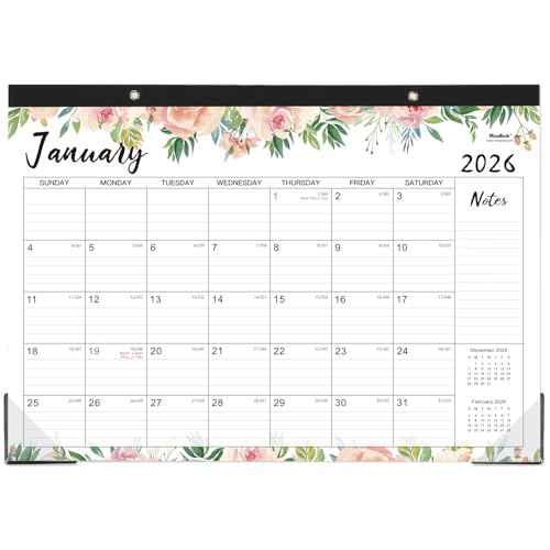 2026 Desk Calendar - Jan 2026 - Dec 2026, 12 Months Large Monthly Desk Calendar, 17" x 12", Desk Pad, Large Ruled Blocks, to-do List & Notes, Best Desk/Wall Calendar for Planning or Organizing