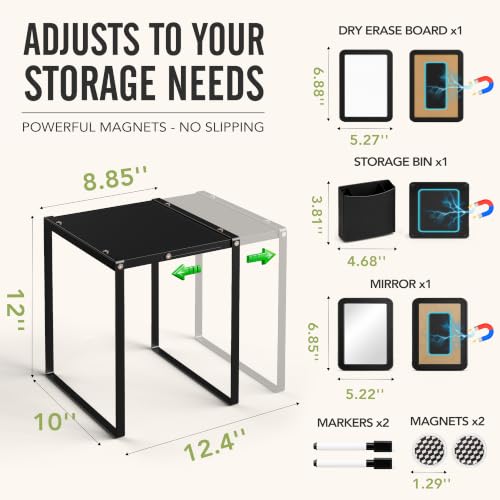 Black Adjustable Locker Shelf Organizer Kit for School Lockers - Durable Steel, Custom Fit, Easy Install