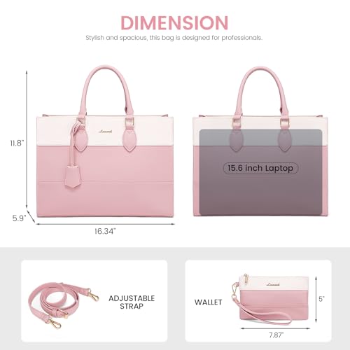 LOVEVOOK Laptop Tote Bag for Women, Work Totes Business Office Computer Briefcase with Clutch Purse
