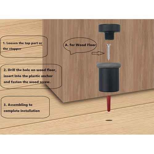 QCAA Cylindrical Floor Mount Door Stop, Height, 2", Solid Brass, US10B ORB Oil Rubbed Bronze, Made in Taiwan, 2 Pack