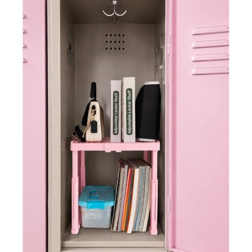 Svartur Pink Adjustable Locker Shelf - Stackable & Space-Saving Organizer for School, Gym & Office Lockers