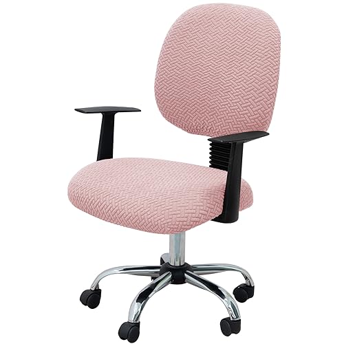 MIFXIN B-jacquard Pink 2-Piece Office Chair Cover Set, Stretchable Elastic Slipcovers