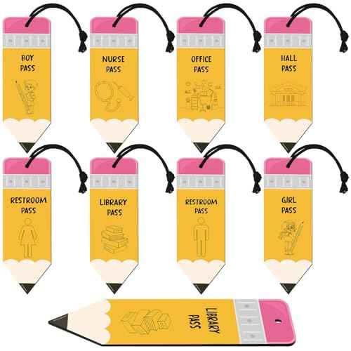 8 Pcs Magnetic Hall Pass Bathroom Passes for Classrooms Resuable Waterproof Back to School Supplies for Classrooms Hall, Library, Restroom, Office, Nurse, Teacher Supplies(Pencil Style)