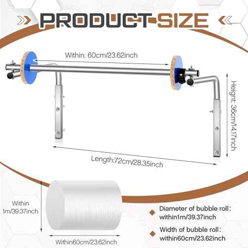 23.62 Inch Bubble Foam Wrap Roll Dispenser Wall Mount Bubble Cushioning Holder for Packing Moving Shipping Protection Factory Express