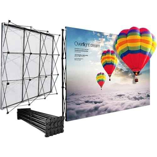 Portable Pop Up Display Stand, Tension Backdrop Booth Frame, Fabric Trade Show Exhibit Display Booth with Zips
