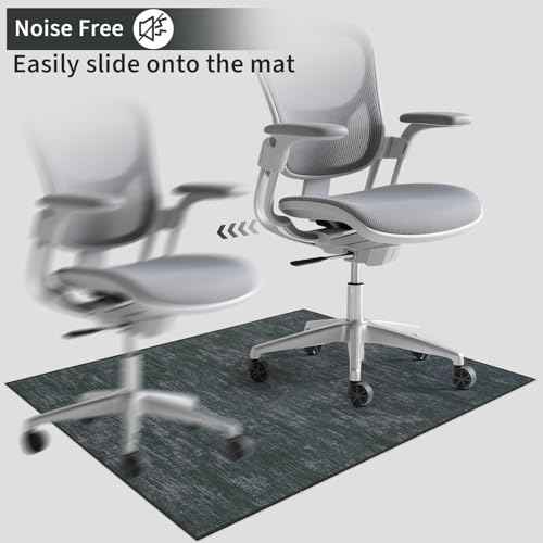RUGSREAL Office Chair Mat for Hardwood Floor & Tile, 36x48 Modern Abstract Solid Floor Protector for Rolling Chairs Non-Slip Washable Computer Rugs Under Desk, Waterproof Easy-Glide Rug Pad, Black