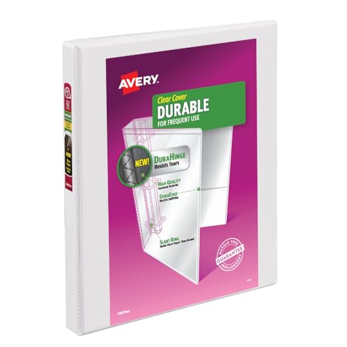 Avery Durable View 3 Ring Binder 0.5 Inch Slant Rings White - School & Office