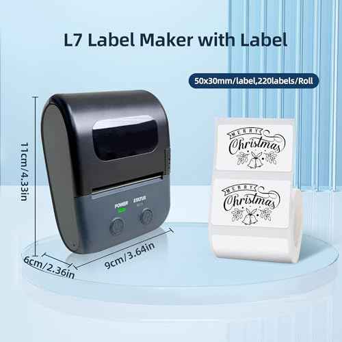 L7 Label Maker Machine with Tape, Thermal Label Printer Easy to Use for Office, Home, Business, 2 Inch Label Maker with 1 Roll of 1.97 * 1.18inch White Label Paper