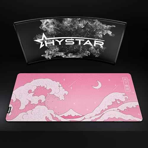 Hystar¢ç Extended Gaming Mouse Pad | XXL 36" x 16" | 5mm Thick, Waterproof Surface, Smooth Polyester Fabric, and Natural Rubber Base | Kawaii Wave