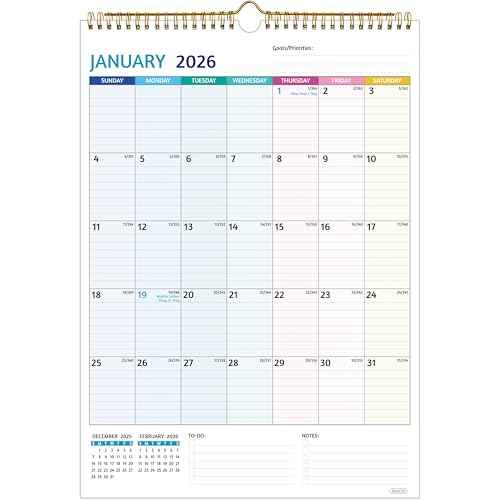 Wall Calendar 2026-2027 ? Calendar 2026-2027 Wall, 18 Monthly Calendar, Jan 2026 - Jun 2027, 12 x 17 In, 2026 Calendar with Large Blocks, Thick Paper, Holidays, To-do £¦ Notes, Great for Organizing