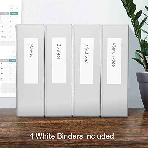 Oxford 3 Ring Binders, Binders for School and Office, 3 Inch ONE-Touch Easy Open D Rings, 3-Sided View Binder Covers, Xtralife Hinge, Non-Stick, PVC-Free, White, 650-Sheet Capacity, 4 Pack (79915)
