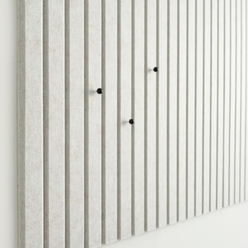 Large Cork Boards for Walls Black Felt Board Alternative - Slat Wall Paneling, Felt Bulletin Board Tiles for Office Decor, Push pin Board Office Wall Organizer -12-Pack (Ivory Tan)