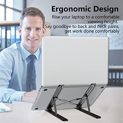 Tonmom Black Adjustable Laptop Stand for Desk Ergonomic Riser