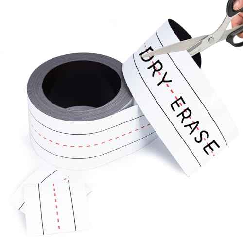 Dry Erase Magnetic Strips, White Magnet Tape Roll-3 Inch x 60 Feet, Erasable, Labels, Stick On, Writable Magnetic Sheets for Refrigerator, Crafts and Whiteboard