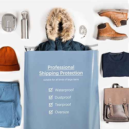 Metronic Poly Mailers 19x24 Inch 50 Pcs, Large Shipping Bags for Clothing, Strong Thick Mailing Bags with Self Adhesive Waterproof and Tear-Proof Large Package Bags for Small Business in Haze Blue