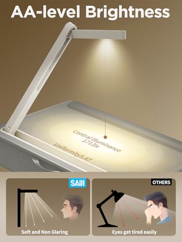SAIJI Gray Portable Lap Desk with LED Light, Cushioned Bed Tray with Storage