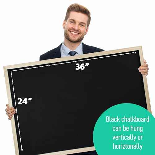 Flipside Products 24" x 36" Wood Framed Black Chalkboard, Large Surface, Wall Decor, Chalkboard Sign, Wall Mount, Menu Board