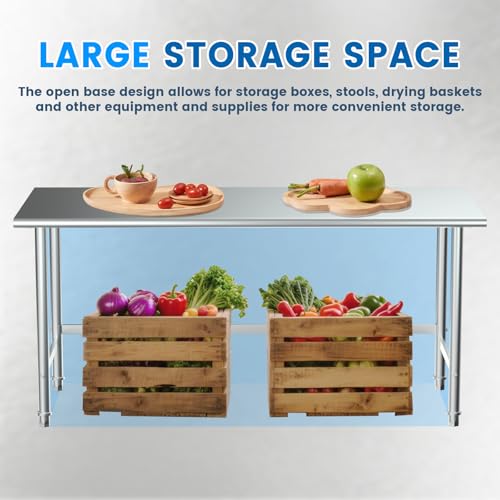 Treshin 24x60 Inch Open Base Commercial Stainless Steel Work Table