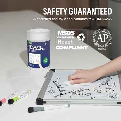 Loukin Whiteboard Cleaning Wipes, Dry Erase Board Cleaning Wipes, Non-toxic White board Wipes, 100 Wipes per Canister