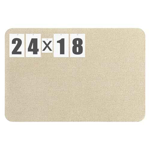 24"x 18" Linen Fabric Bulletin Board Pinboard for Walls Display Frameless Pinboard Display Notice Memory Board for Office Walls Home Kitchen Easy to Install(Brown)
