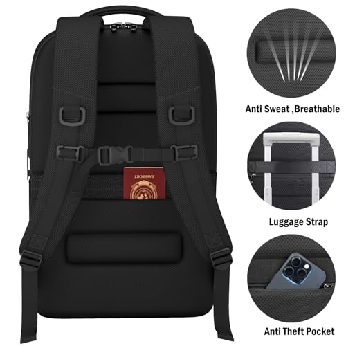 Expandable Travel Backpack, Business Laptop Backpack,TSA-Flight Approved Backpack with USB Charging Port fit 17.3 Inch Laptop for Men Women