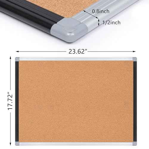 Board2by 2 Pack Cork Bulletin Board 24" x 18", Black/Sliver Aluminium Framed Corkboard, Office Board for Wall Decor, Large Wall Mounted Notice Pin Board with 36 Push Pins for School, Home & Office