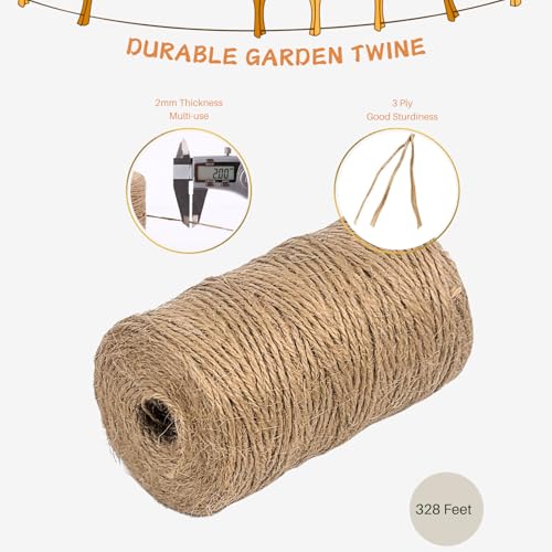 2mm Jute Twine, 328ft — Natural Burlap String for Gardening, Craft & Packaging