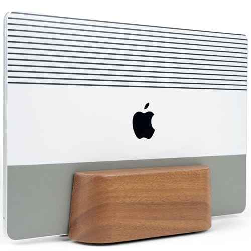 Adjustable Vertical Laptop Stand for Desk, Wooden Laptop Holder, MacBook Pro Stand, Wood Mac Air Dock (Solid Walnut)