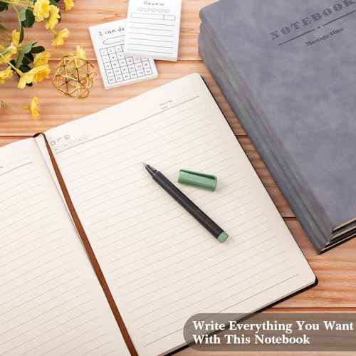 SATINIOR 5 Pack A4 Notebooks Large Journal 360 Pages Leather Softcover Hardcover Notebooks Thick Paper Lined Notepad for Office School Business Note Taking Writing, 8.5'' x 11''(Gray)