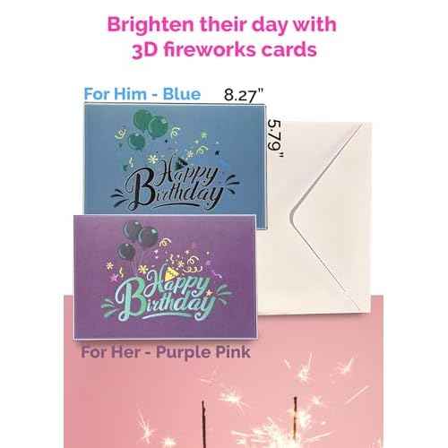 3D Pop Up Happy Birthday Cards for Men ? LED Fireworks & Music with Blow The Candle, Gold Crown, 3D Balloons, Blue Design - Happy Birthday Card for Him - Dad, Husband, Boys & Son (8.27" x 5.27")