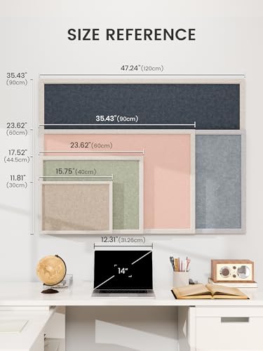 Fluxynara Khaki Felt Bulletin Board 23.6 x 17.5 Inches Foldable Modern Office Decor