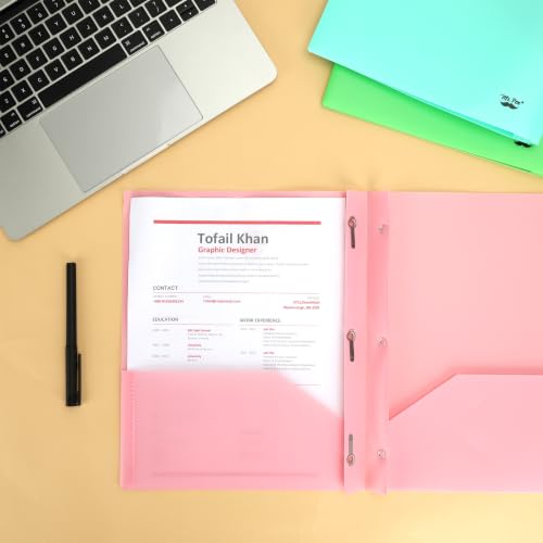 Bright Colors Plastic Folders with Pockets & Prongs - 5 Pack, Letter Size