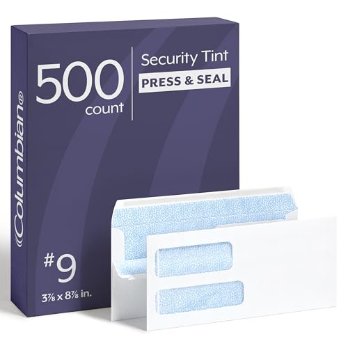 Columbian #9 Double Window Security Envelopes Pack of 500 – Self Seal Business Mailing
