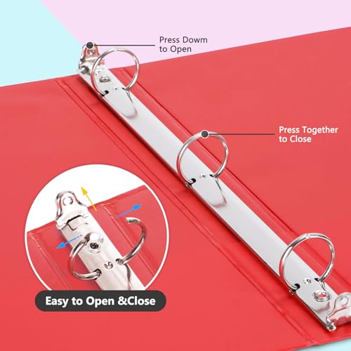 ViVin 1 Inch Round Ring View Binder for Durability, Standard 3 Ring Binder for 200 Sheets of US Letter Size Paper, PVC-Free, 12-Pack (Assorted)