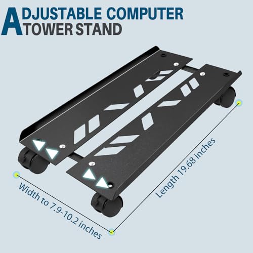 CUISIBOT Adjustable Large Computer Tower Stand 7.9-10.2 in Wide with Locking Caster Wheels
