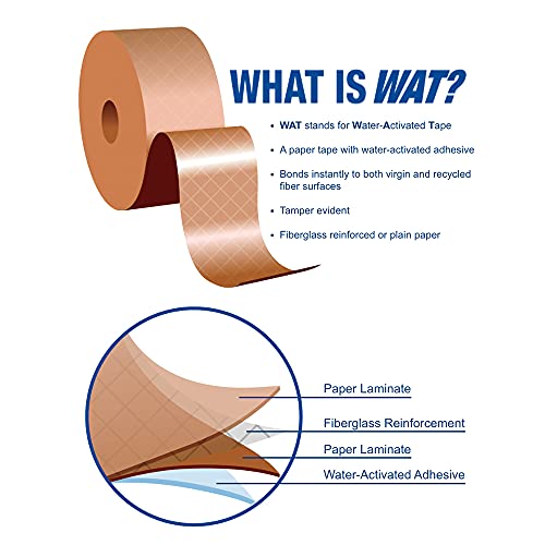 CURBY IPG Water-Activated Packing Tape 2.76" x 328 ft, Tan, 4-Pack - Eco-Friendly Recyclable Shipping Tape