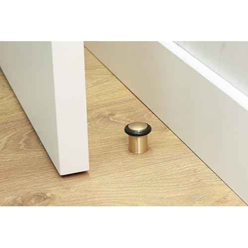 Pack of 2 EVI Door Stoppers | Brass Floor Door Stop - Screw Fastening - Protector Rubber - 0.95 x 1.38 Inch Door Stop