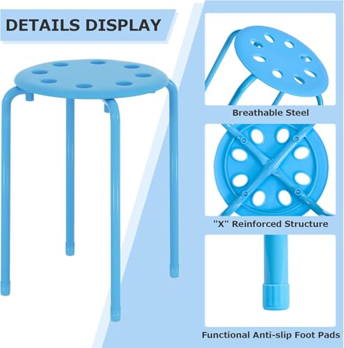 VECELO 6-Piece Colorful Stacking Stools for Classrooms – Lightweight, Stackable, 17.7" High