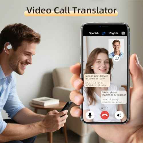 AI Translation Earbuds Real Time,144 Languages Translator with 5 Translation Modes,No Subscription Required, Ear-Hook Earbuds Translation Device for Travel Business Meeting Learning-Charcoal Black
