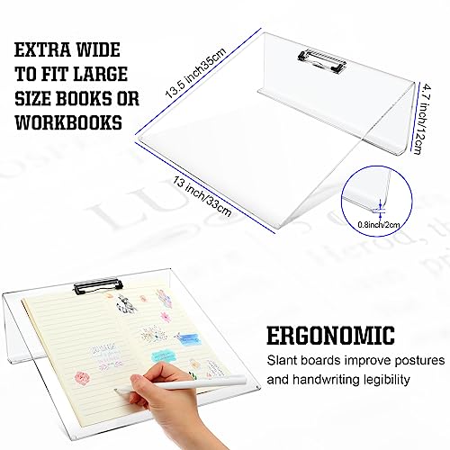 Estune Acrylic Ergonomic Writing Slant Board Transparent Plastic Preschool Slope Board Classroom Tool for Drawing Reading, Art, and Improving Handwriting Legibility