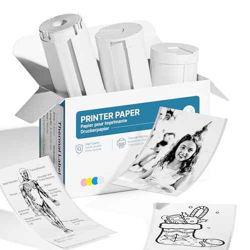 Genuine Self-Adhesive Thermal Printer Stickers, 54mmx3.2m Sticker Paper, Compatible with PM290 Mini Sticker Printer, Thermal Sticker Paper for Journal, Study, Photos, 3 Rolls, White