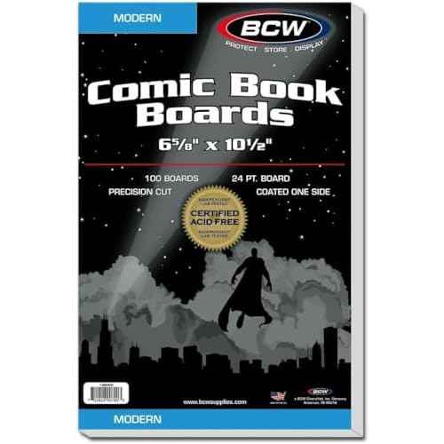 BCW Modern Comic Backing Boards - 200 Pack | Certified Acid-Free, Lab-Tested Archival Quality Comic Book Boards | Ideal for Comic Book Storage and Preservation