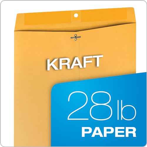 Quality Park Clasp Envelopes, 12 x 15-1/2 with Deeply Gummed Flaps for Permanent Secure Seal, Great for Filing, Storing or Organizing Documents, 28 lb. Brown Kraft, 100 per Box (QUA37910)