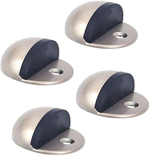 CG PLUS Floor Door Stopper Satin Nickel with Rubber pad, Semicircle Shaped Door Stopper, Stainless Steel for Protecting Wall (2inch x 30pack, Satin Nickel)