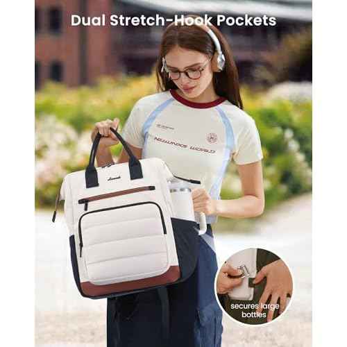 LOVEVOOK Puffer Laptop Backpack for Women, 15.6 Inch Work Backpack purse for Nurse Teacher, College Back to School Bookbag for Teen Girls, Personal Item Travel Bag Computer Daypack for Daily Commute