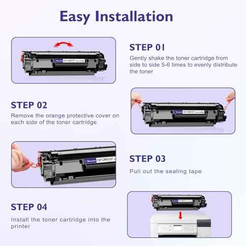 4 Pack Compatible Toner Cartridge Replacement Compatible for Canon 137 Black Toner Cartridge 137 CRG137 Works with ImageCLASS D570/MF236n/MF232w/MF244dw/MF240/MF210Printers (Black)