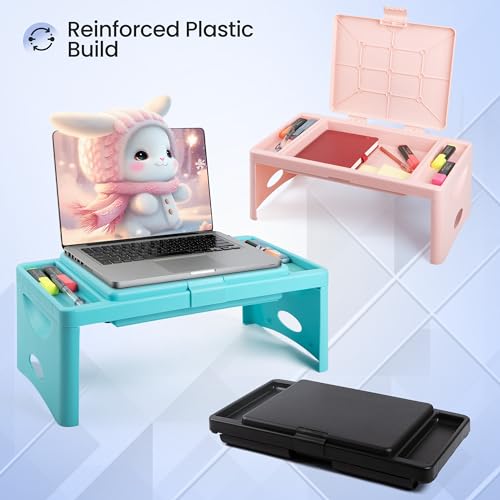 Loddie Doddie Pink Folding Lap Desk with Storage - Portable Table, 9.75" x 12"