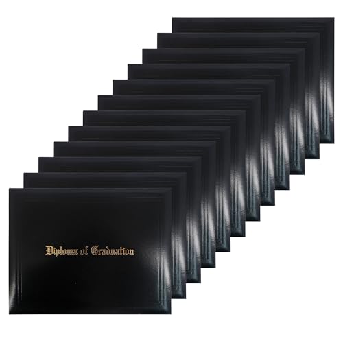 GraduationMall Imprinted Diploma Cover for Certificate 8.5''x 11'' Black,12-Packs